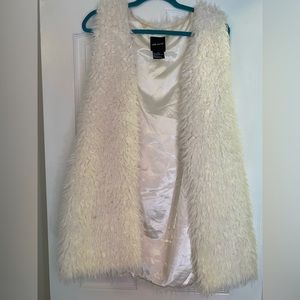 White faux fur vest